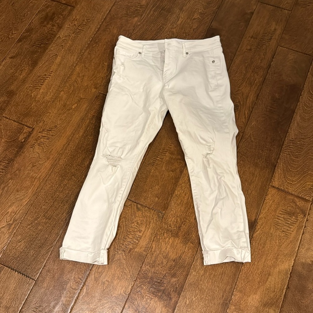 Loft white distressed jeans